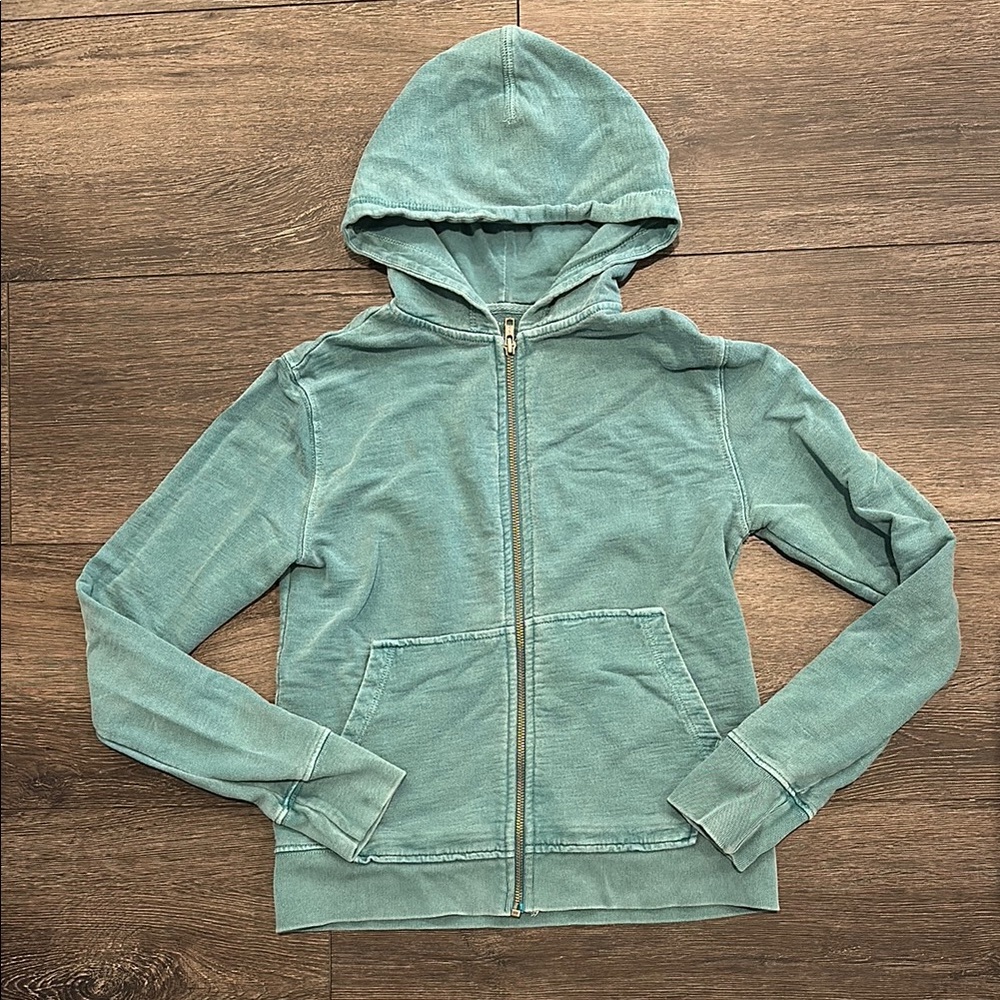 JCrew Crewcuts Dark Mint Green Lightweight Full Zip Hooded Sweatshirt
